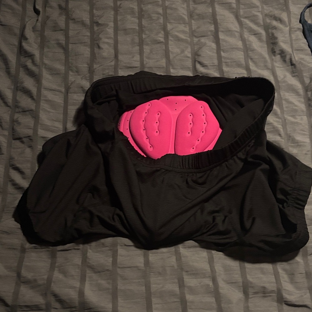 Amazon Women's Black Athletic Shorts with Pink Padding